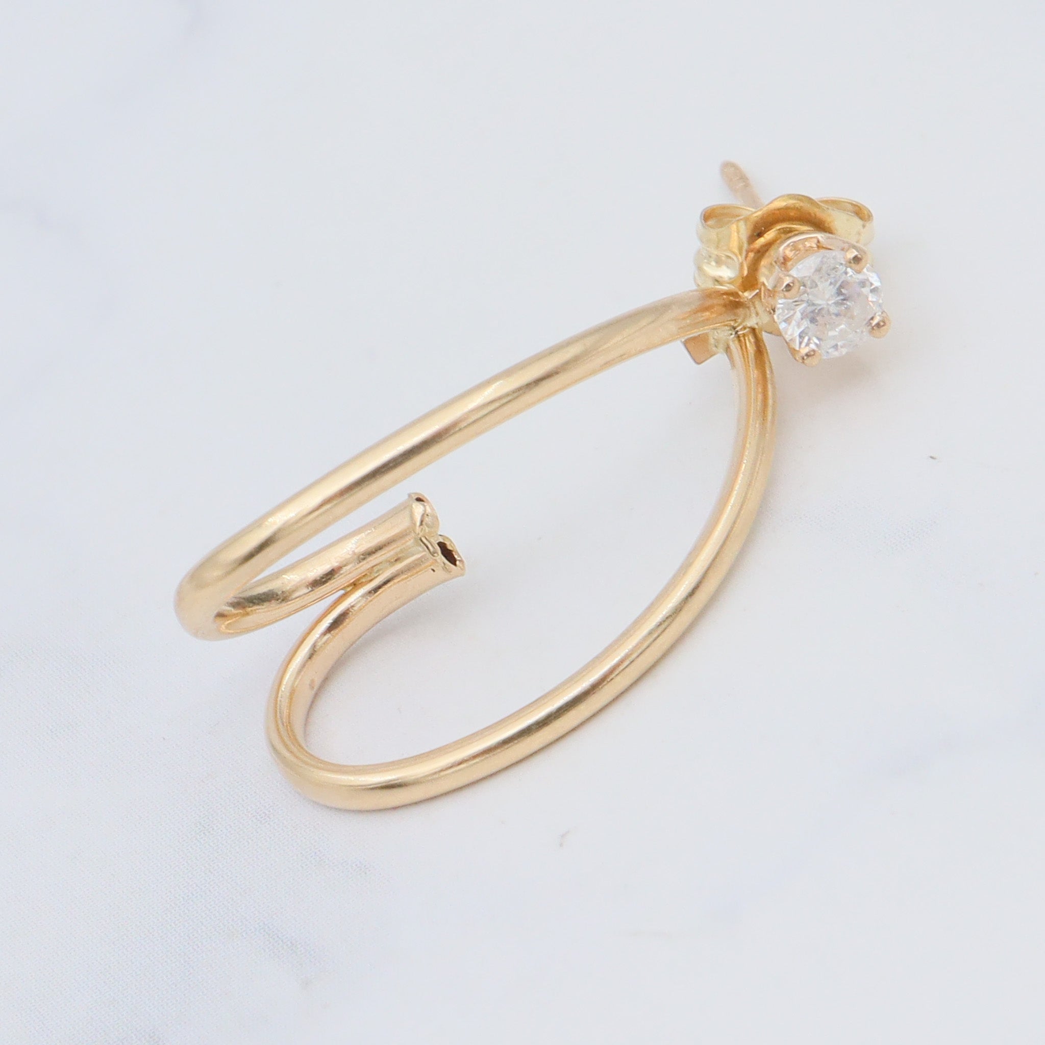 Vintage Retro 14k gold 3mm diamond day & night interchangeable jacket earrings